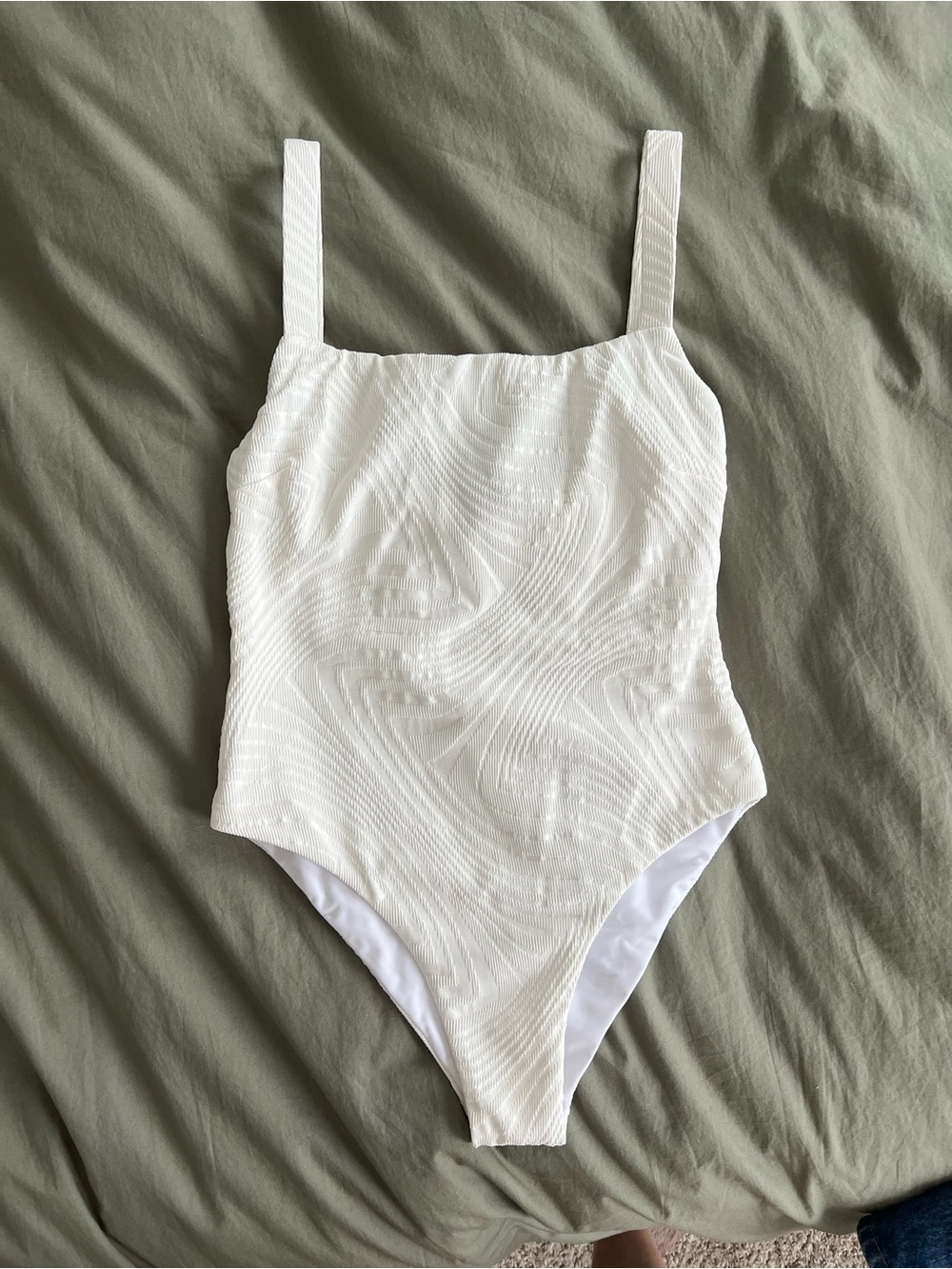 Fella White Textured One-Piece Swimsuit